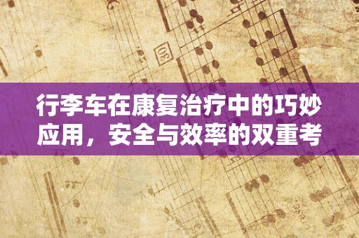 行李车在康复治疗中的巧妙应用，安全与效率的双重考量