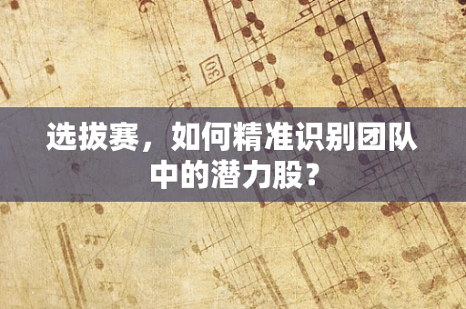 选拔赛，如何精准识别团队中的潜力股？
