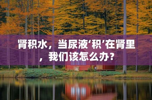 肾积水，当尿液‘积’在肾里，我们该怎么办？