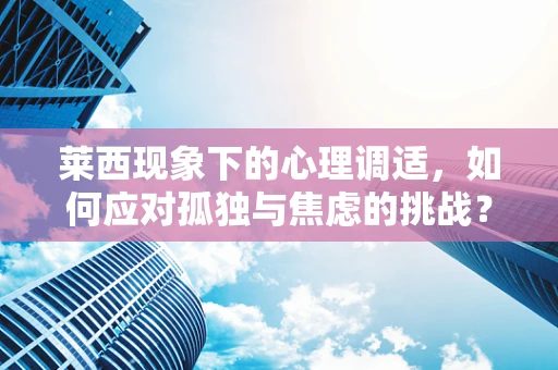 莱西现象下的心理调适，如何应对孤独与焦虑的挑战？